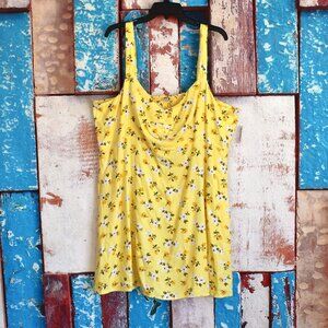 Women's Old Navy Fit & Flare Crepe Mini Floral Dress XXLARGE Yellow Floral NEW